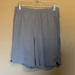 Asics Light Gray Men's Athletic Shorts with Subtle Side Stripe